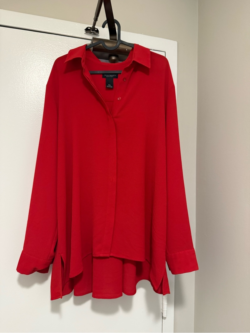 Investments Red Collared Button-Front Blouse